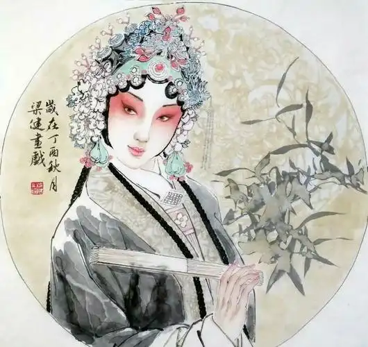 梁健京剧人物画的保真销售.