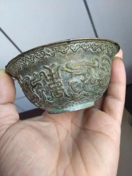 双龙铜碗一个真假_图片_价格_评级-文玩杂项-爱藏网