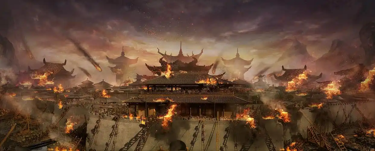 刚画完一张场景《攻城》