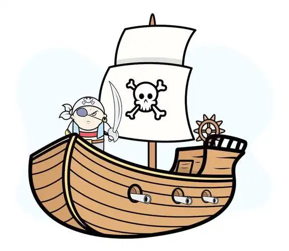 海盗船船长简笔画 第1页彩色的海盗船简笔画步骤图解教程