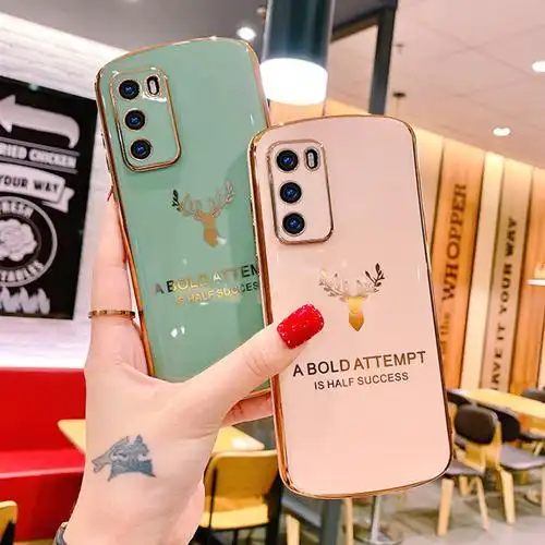 适用于华为p40手机壳电镀麋鹿时尚p40pro椭圆软硅胶保护套男女p30全包