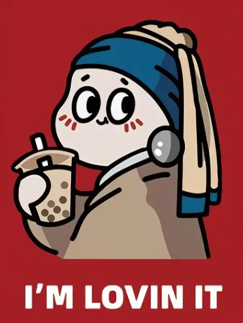 带耳环的少女喝奶茶的壁纸