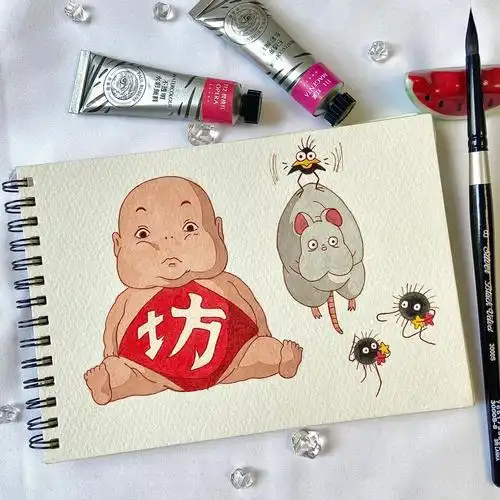 好久没画宫崎骏动漫了,今天浅画一张可爱的坊宝宝,千与千寻真的百看不