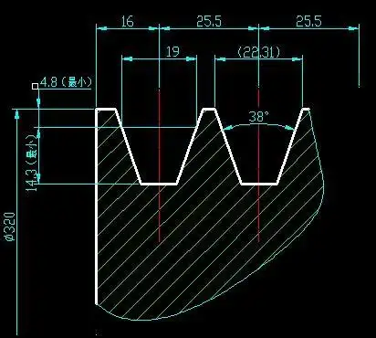 皮带轮 外直径180 请教下c型槽宽 槽深多少?