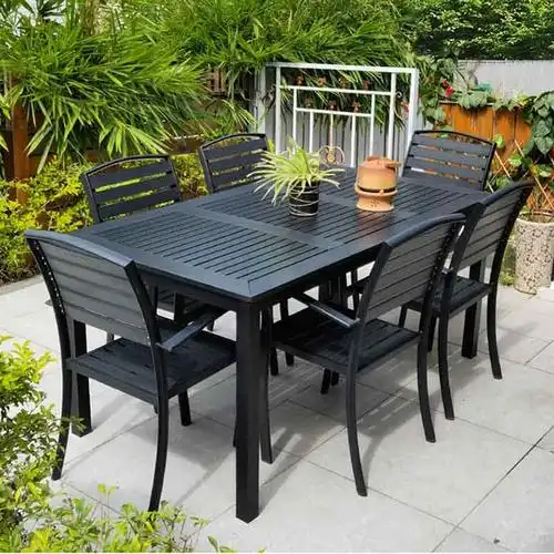 客户外桌椅庭院休闲餐桌椅组合咖啡厅室外露天阳台花园露台塑木桌椅