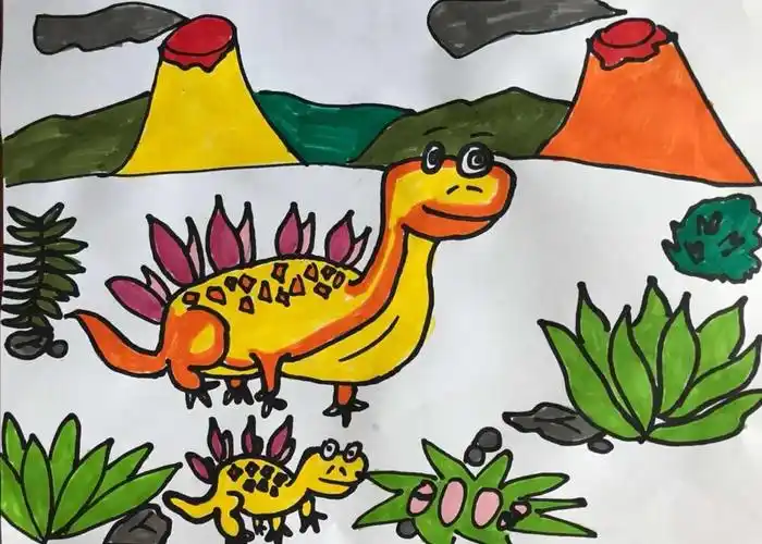 《恐龙世界》三年级孩子网课作品
