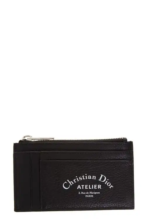 dior homme logo printed zipped cardholder in black