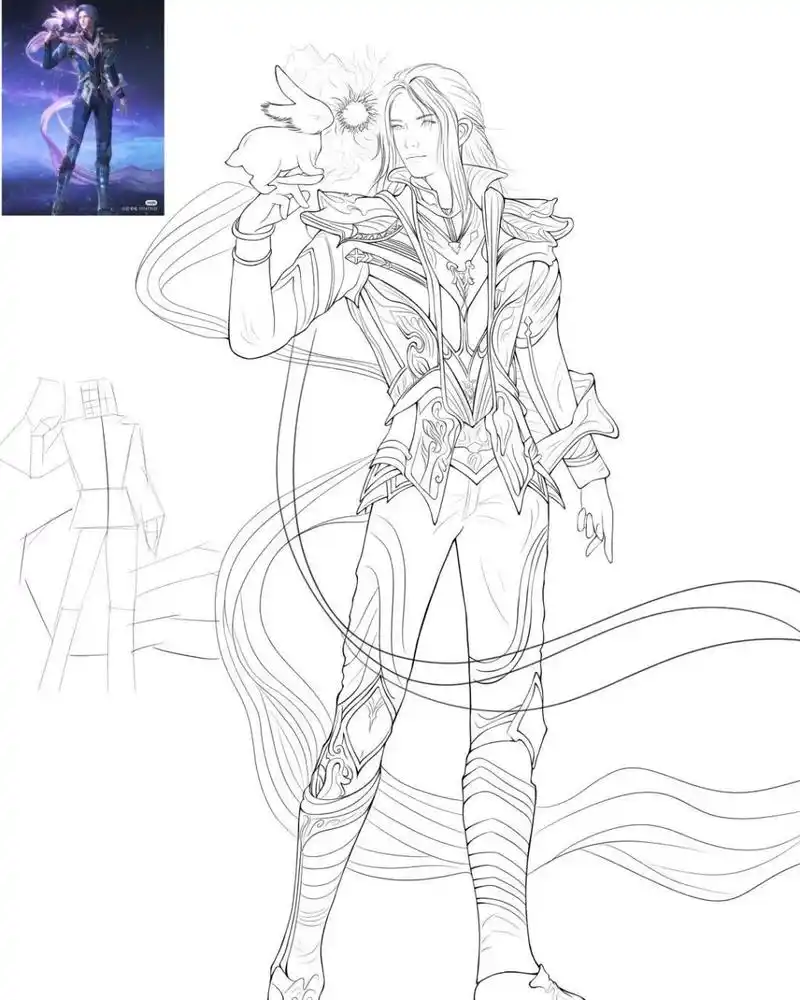 22张 线稿步骤 唐三 第22张啦