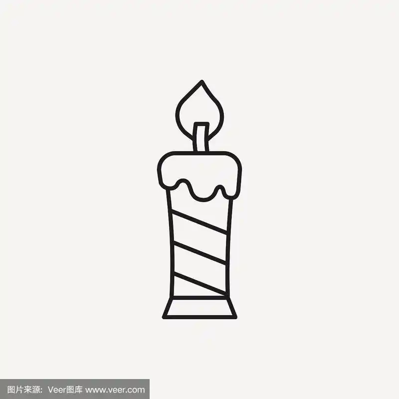 蜡烛,线图标,绘画插图,符号,生日