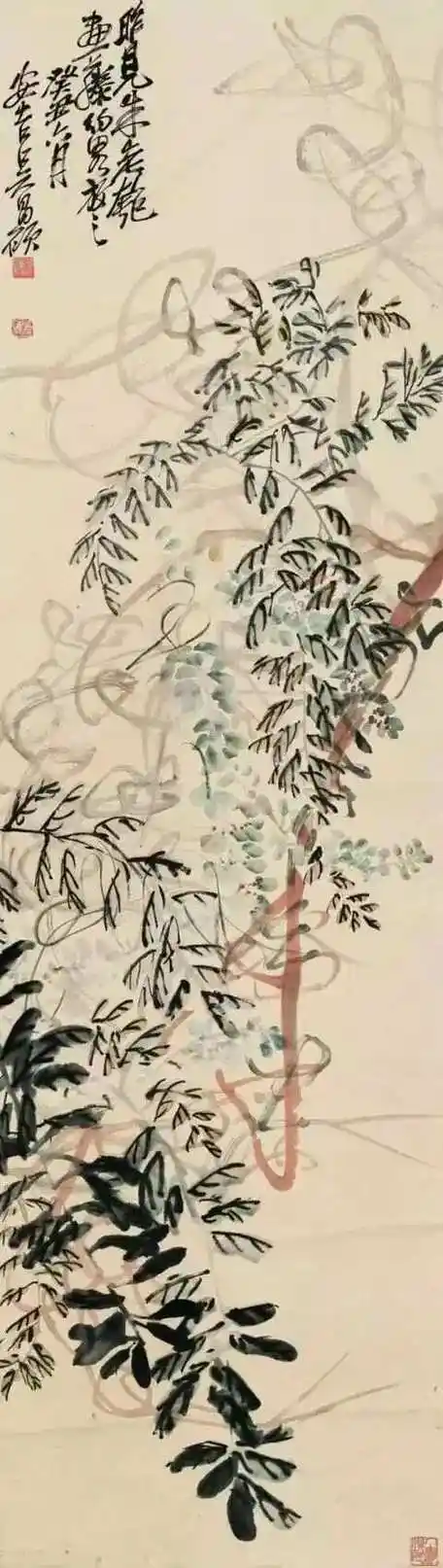 吴昌硕画藤,就是在写狂草