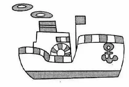 儿童简笔画轮船内部结构