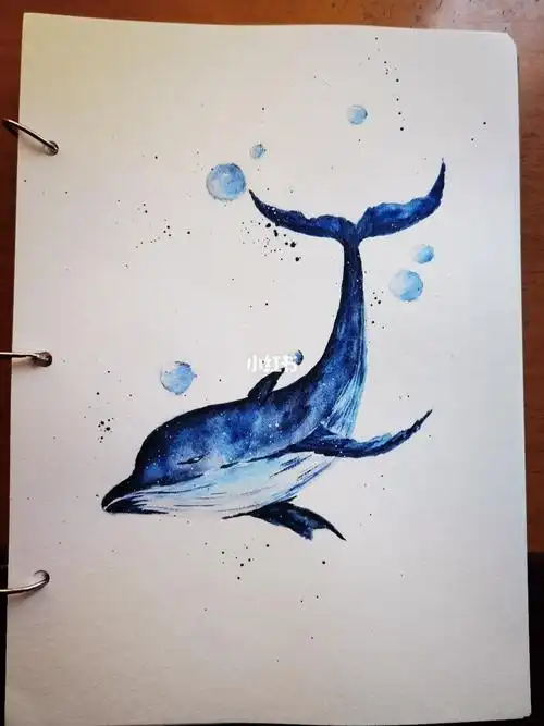 水彩鲸鱼