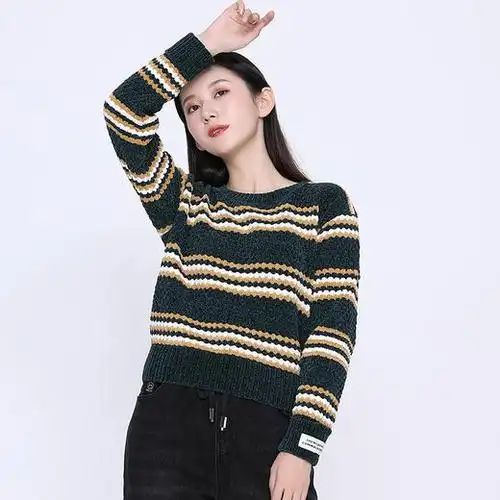 冬尚新三色撞色编织款毛衣1040032