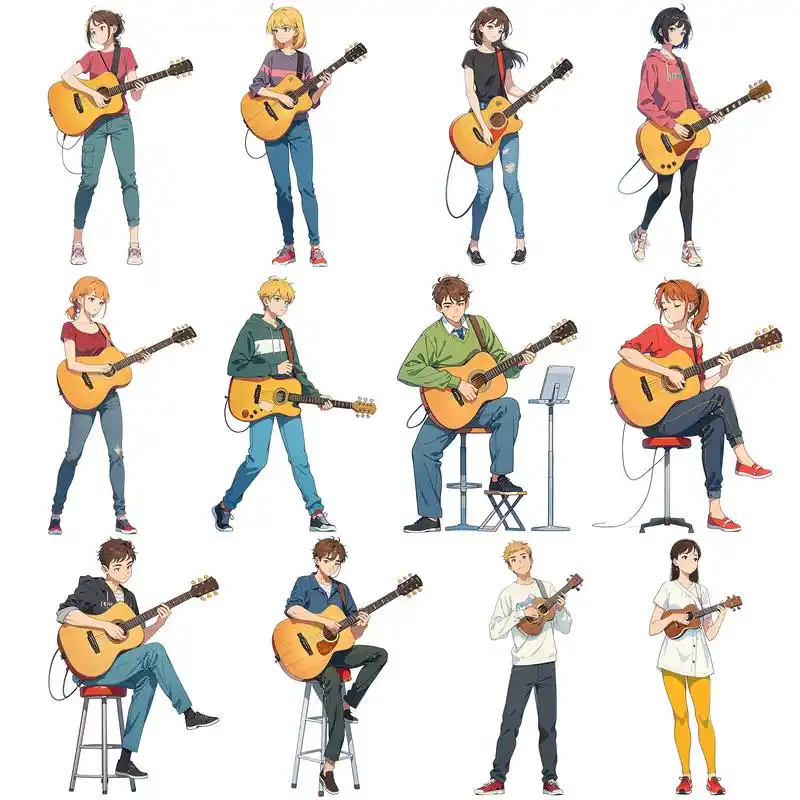 吉他png漫画风素材合集二.png素材是指没有背景的图片格式 - 抖音