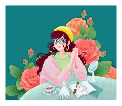少女花茶系列插画