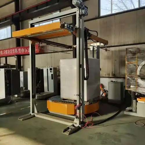 覆顶型全自动缠绕机 在线滚筒覆顶型全自动打包机 5面包装绕膜机