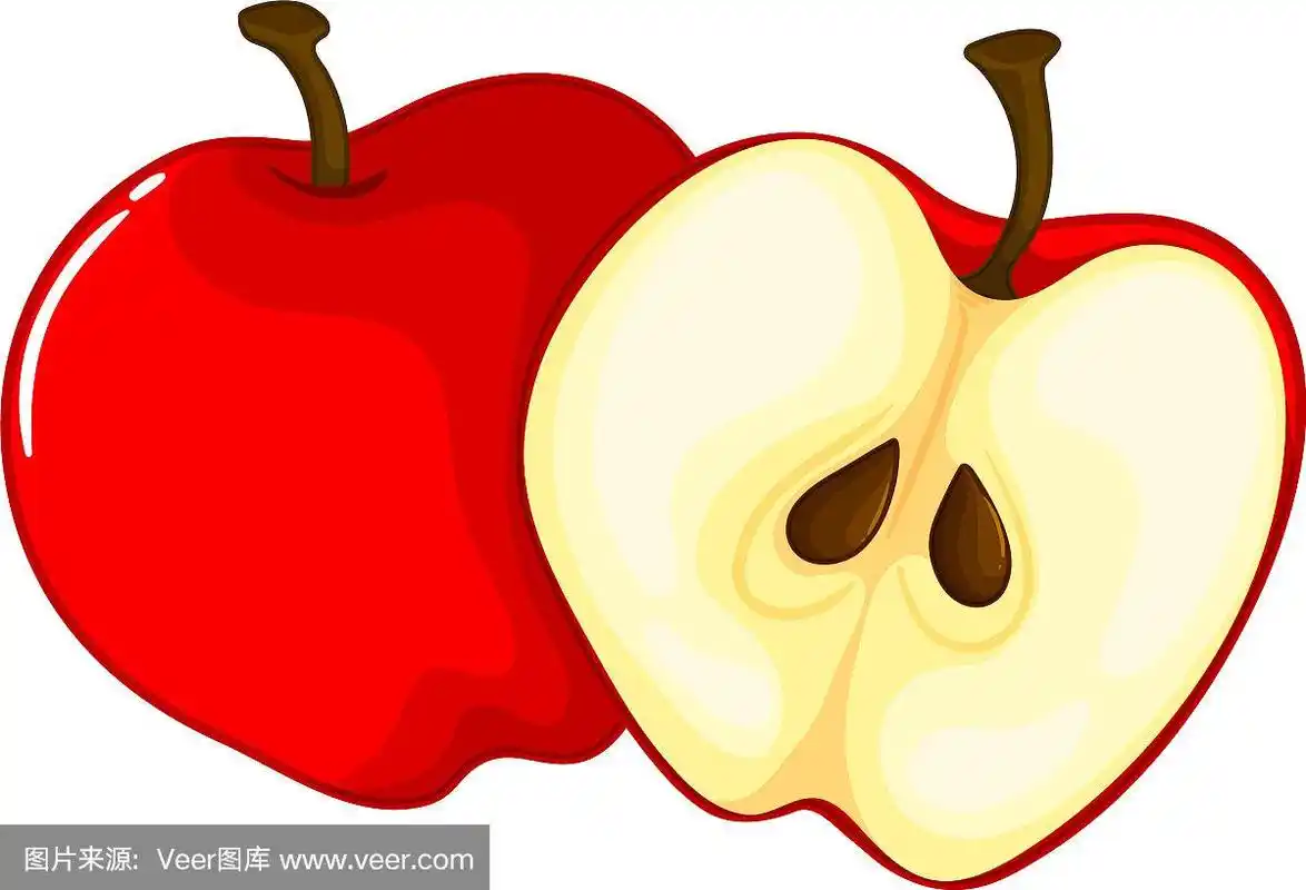 红苹果,切成两半