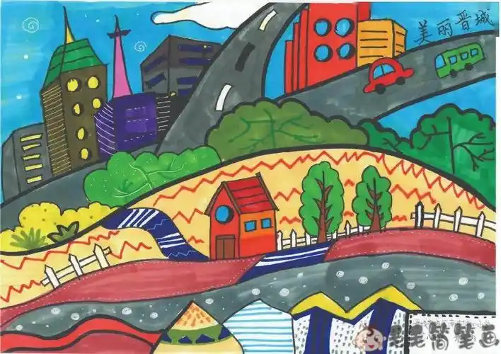 脱贫攻坚家乡变化水彩画