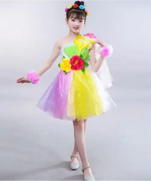 女孩儿童环保服装手工制作塑料衣服幼儿园环保衣服走秀亲子时装秀演出