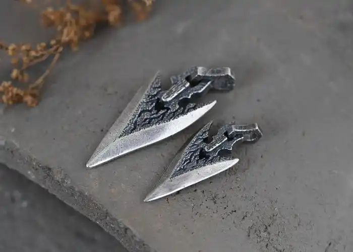 老凤凰同款银飞镖暗器吊坠s990银随身挂件复古古代飞箭头男款手工挂件