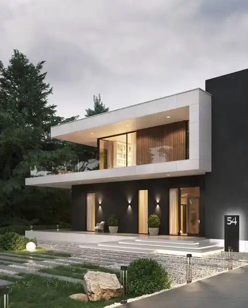 极简现代风格两层农村自建别墅 简单而大气 重庆自建房设计施工_建筑