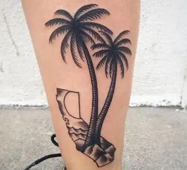 小腿椰子树纹身图片(15)