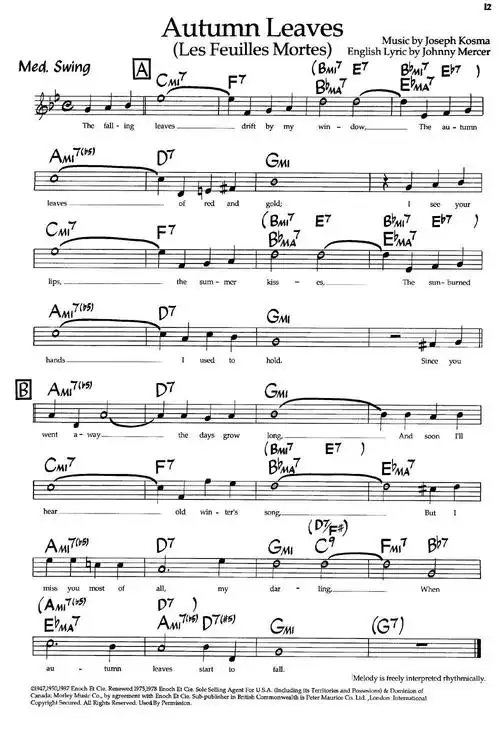 autumn leaves(秋叶)(爵士钢琴曲)