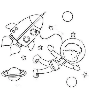 小小宇航员太空飞船科幻简笔画