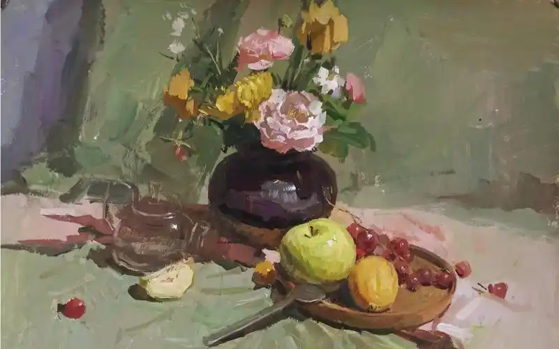 上海美术联考 色彩静物花卉组合 (加速视频 有照片对比)