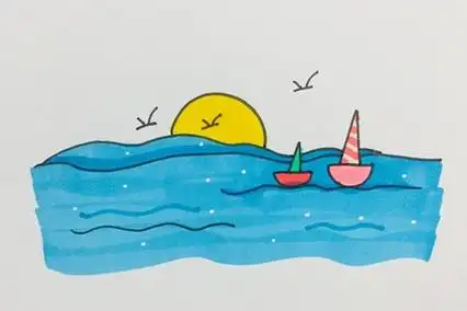 大海怎么画简笔画步骤图