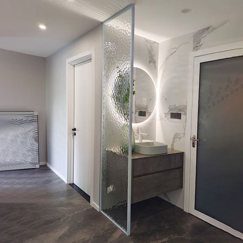 洗手台隔断 阳台隔断 水立方钢化压花玻璃屏风隔断定制客厅入户玄关