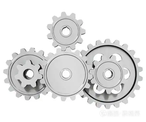 白色背景上的金属齿轮组