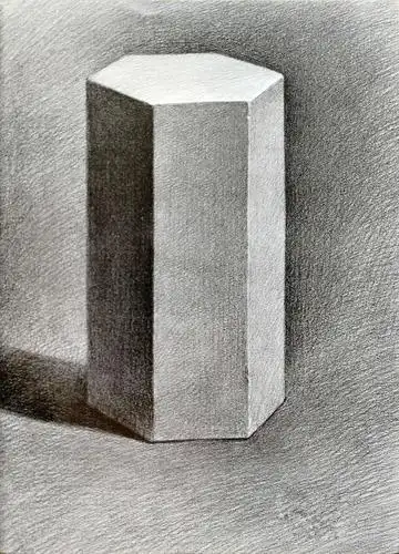 画六棱柱素描的步骤