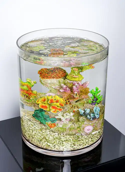 适用于鱼缸圆柱形客厅小型造景防摔透明塑料非玻璃亚克力超白斗鱼金鱼