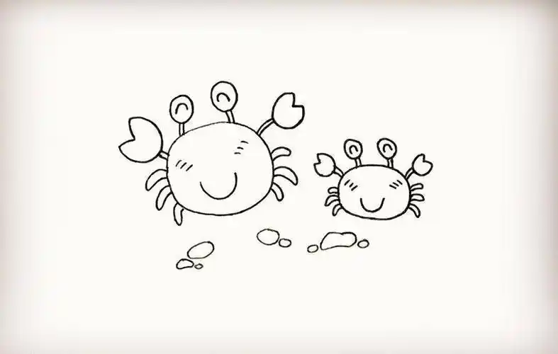 螃蟹简笔画贝壳简笔画图片画法如何画简笔画的螃蟹正在行走的小螃蟹简