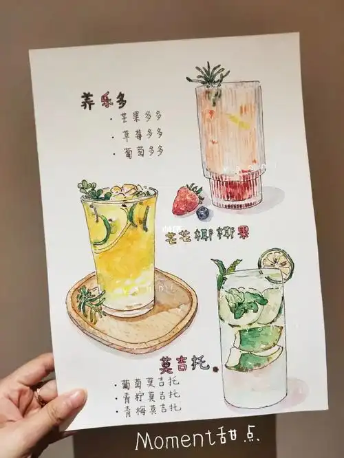 钢笔淡彩甜品店手绘菜单