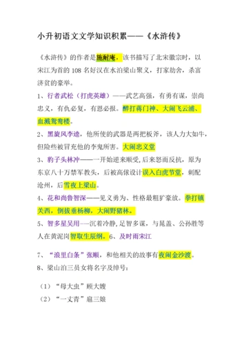 小升初语文文学知识积累四大名著.docx