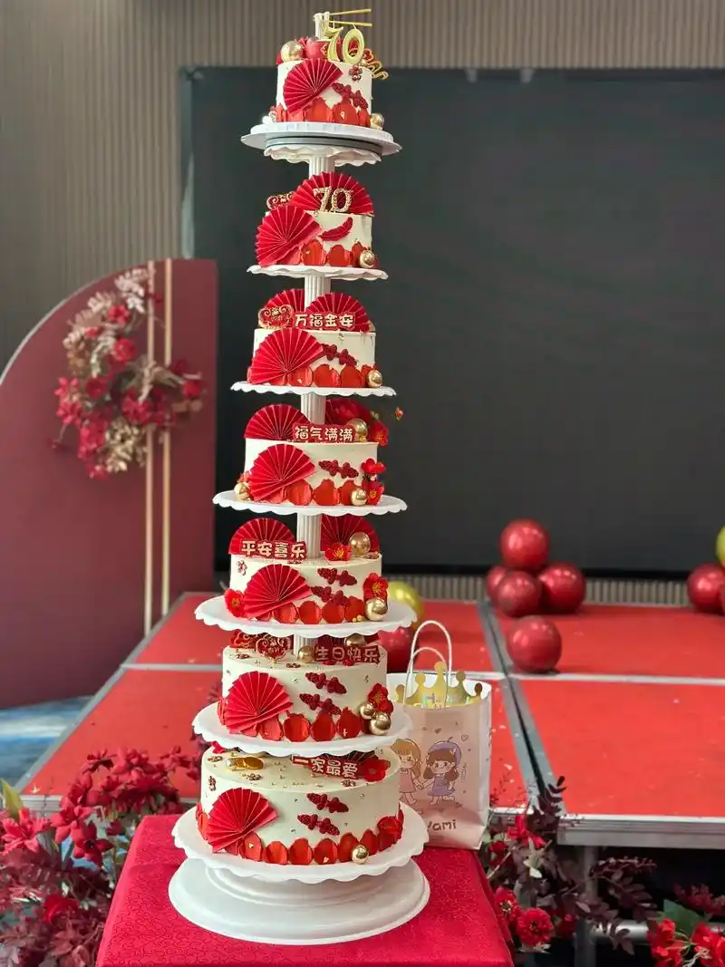 7层70岁女士祝寿蛋糕 - 抖音