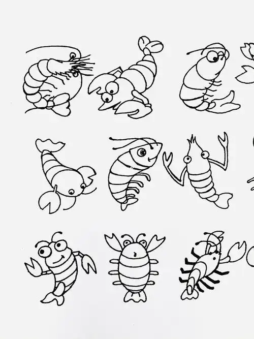 儿童画简笔画虾的图片简笔画虾怎么画简单简单的简笔画小虾皮皮虾我们