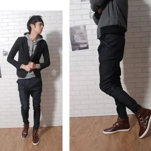 c2潮朝 特价2014春秋新款小脚韩版哈伦裤潮 男士青年纯棉休闲长裤垮裤