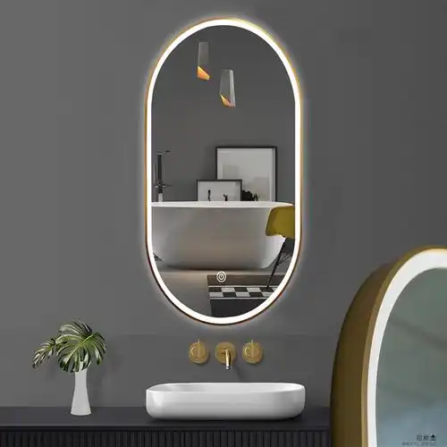 可定制尺寸浴室柜单独智能镜子竖款椭圆形镜子洗手间镜子化妆镜穿衣镜