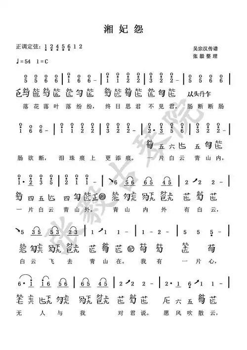 湘妃怨-重庆张毅古琴院-名家授课-移植曲谱-中央音乐学院教学体系