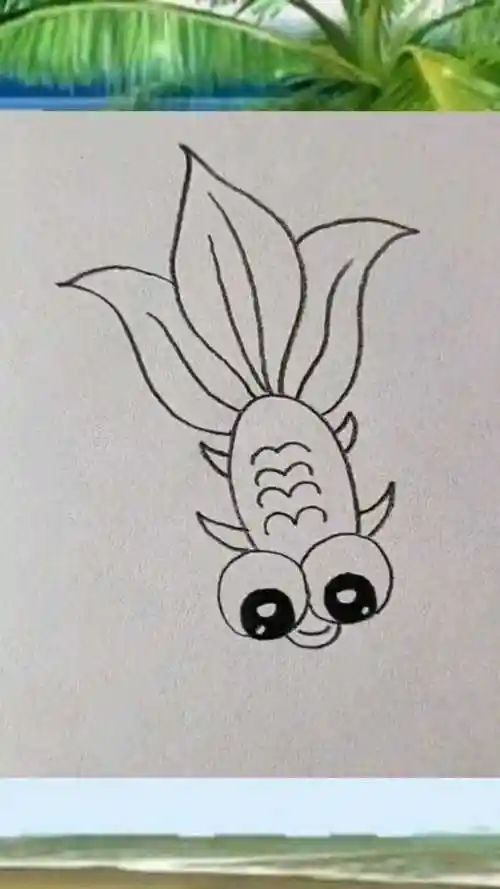 幼儿简笔画,用数字3画一只自由自在的金鱼吧