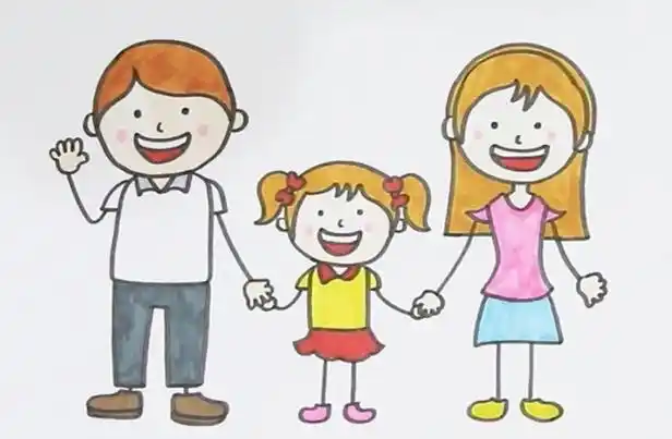 幼儿一家三口简笔画全身