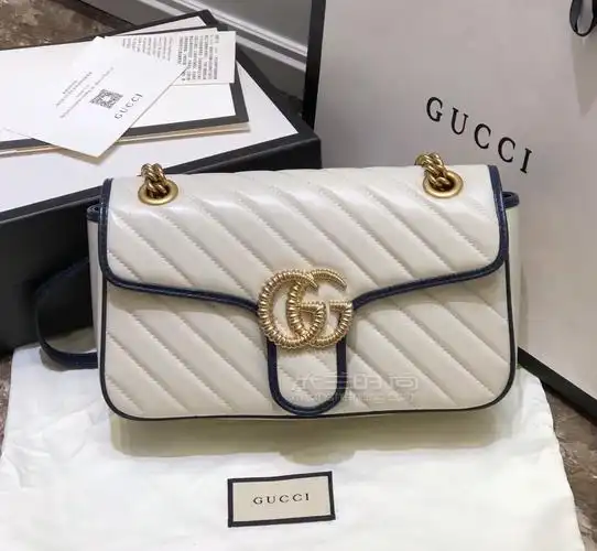 古奇gucci2020新款ggmarmont系列古驰白色小号单肩斜跨包443497图片
