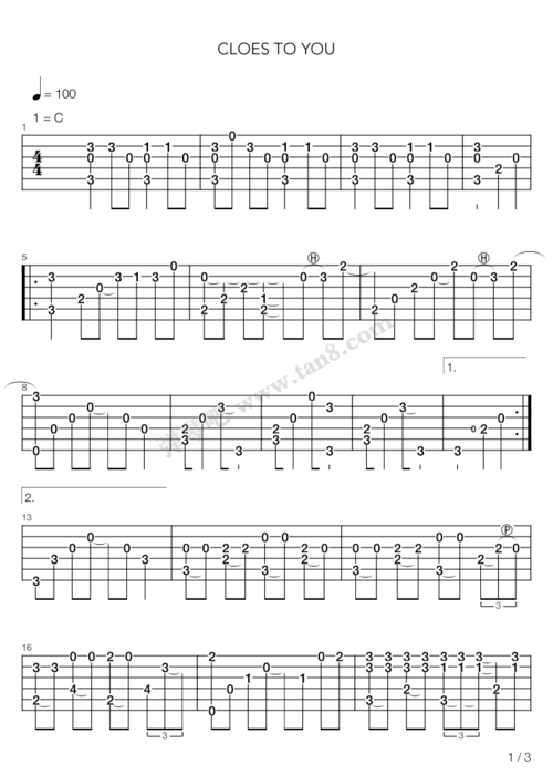 吉他谱 - close to you