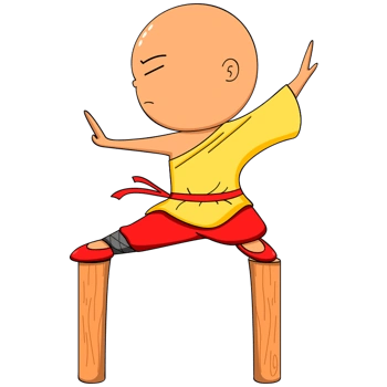 卡通人物小和尚练功功夫