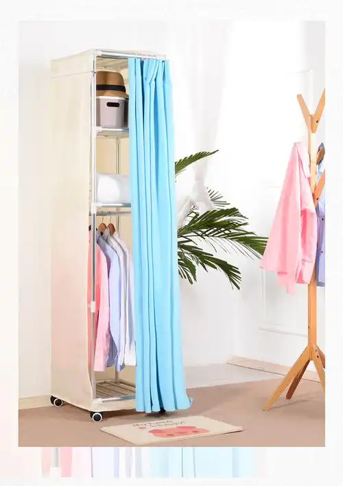 便携式衣柜衣服柜子简易简易挂帘衣柜长裙款全叠款便携式衣柜单身公寓
