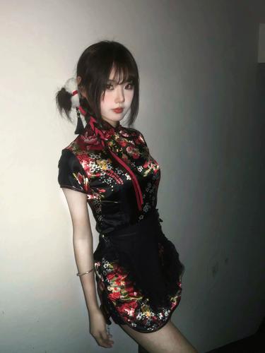 中华小厨娘日系软妹lolita女仆围裙cos服新中式旗袍连衣裙套装女
