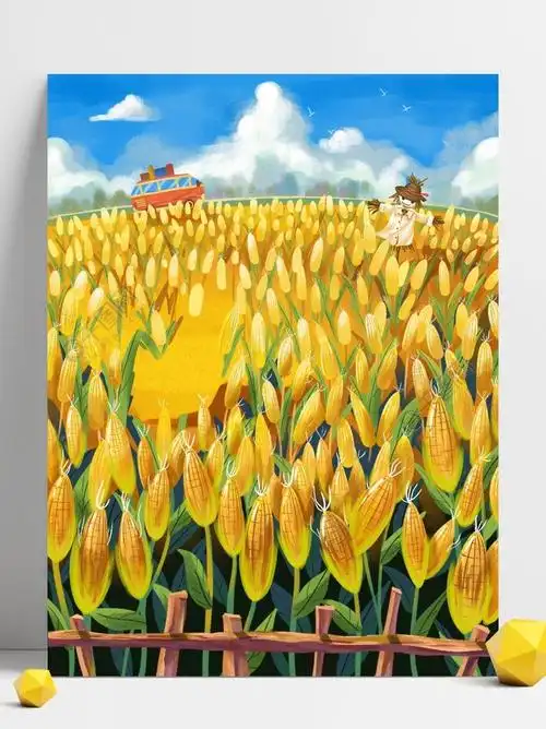 手绘卡通玉米地插画背景1年前发布